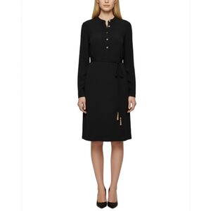 Calvin Klein Black Shirt Dress Size 8 Long Sleeve  Minimalist Desk To Drinks